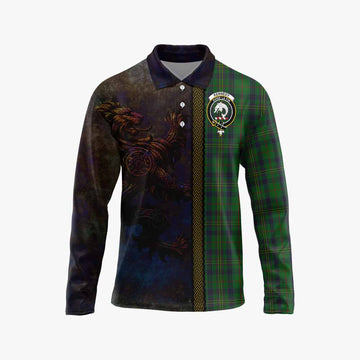Tartan Vibes Clothing Kennedy Tartan Family Crest Long Sleeve Polo Shirt Alba Gu Brath Be Brave Lion Ancient Style