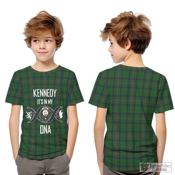 Kennedy Tartan Kid T-Shirt with Family Crest DNA In Me Style Youth XL Size14 - Tartanvibesclothing Shop