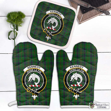 Kennedy Tartan Combo Oven Mitt & Pot-Holder with Family Crest Combo 1 Oven Mitt & 1 Pot-Holder White - Tartan Vibes Clothing