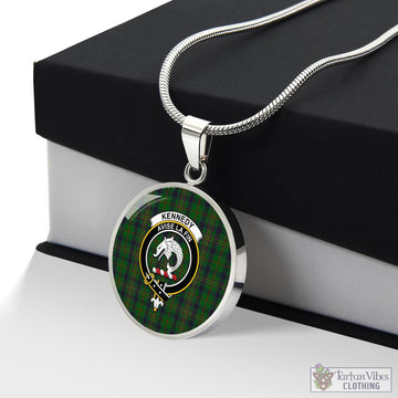 Kennedy Tartan Circle Necklace with Family Crest
