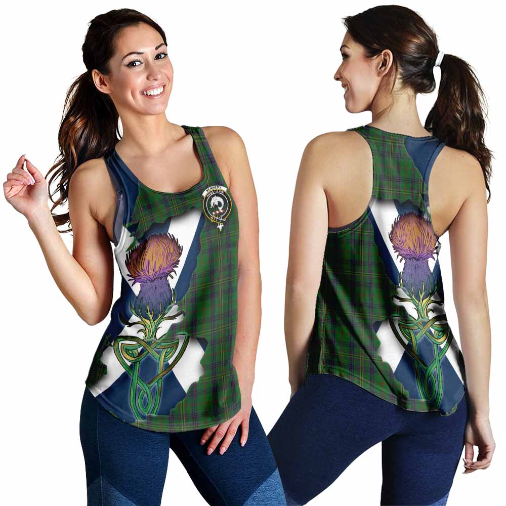 Tartan Vibes Clothing Kennedy Tartan Family Crest Women's Racerback Tanks Scottish Thistle Celtic Inspired