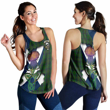 Tartan Vibes Clothing Kennedy Tartan Family Crest Women's Racerback Tanks Scottish Thistle Celtic Inspired