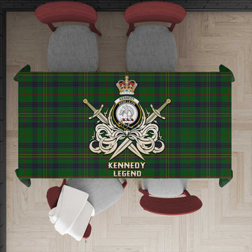 Kennedy Tartan Tablecloth with Clan Crest and the Golden Sword of Courageous Legacy