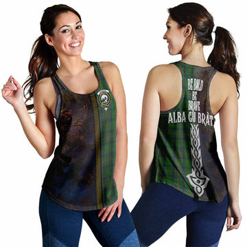 Tartan Vibes Clothing Kennedy Tartan Family Crest Women's Racerback Tanks Alba Gu Brath Be Brave Lion Ancient Style