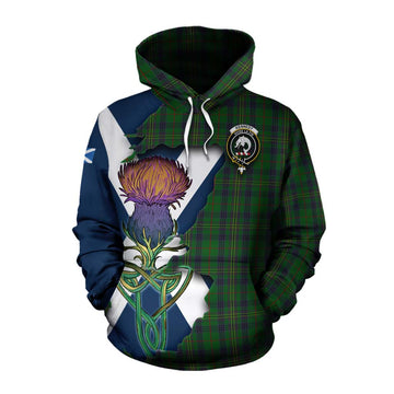 Kennedy Tartan Family Crest Cotton Hoodie Scottish Thistle Celtic Inspired