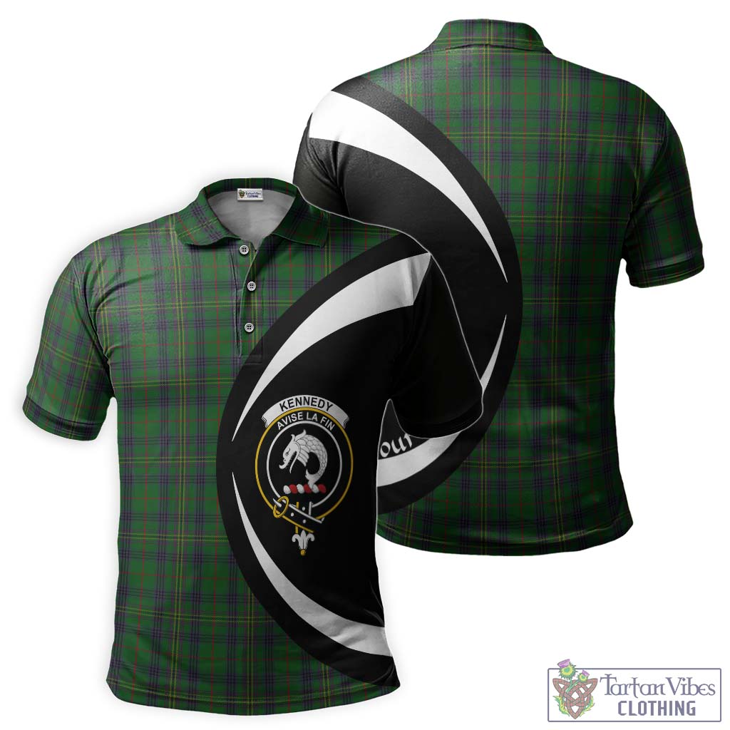 Kennedy Tartan Men's Polo Shirt with Family Crest Circle Style Kid - Tartan Vibes Clothing