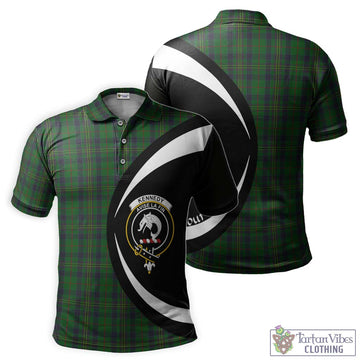 Kennedy Tartan Men's Polo Shirt with Family Crest Circle Style
