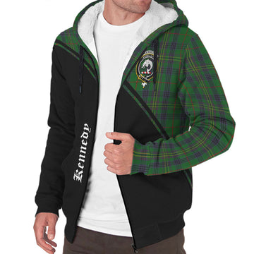 Kennedy Tartan Sherpa Hoodie with Family Crest Curve Style