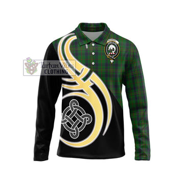 Kennedy Tartan Long Sleeve Polo Shirt with Family Crest and Celtic Symbol Style Unisex - Tartan Vibes Clothing