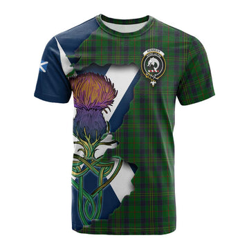 Tartan Vibes Clothing Kennedy Tartan Family Crest Cotton T-shirt Scottish Thistle Celtic Inspired