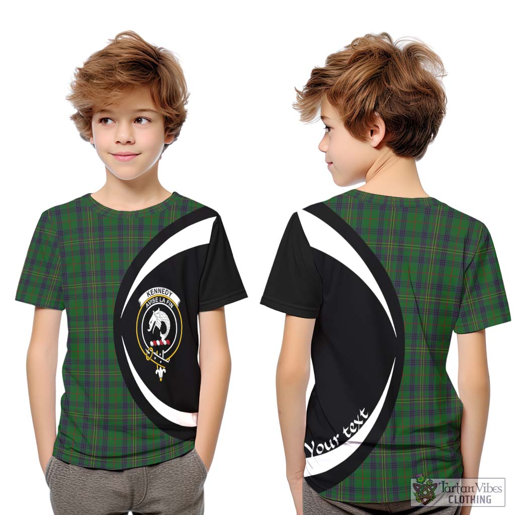 Kennedy Tartan Kid T-Shirt with Family Crest Circle Style Youth XL Size14 - Tartan Vibes Clothing