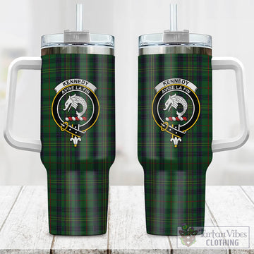 Tartan Vibes Clothing Kennedy Tartan and Family Crest Tumbler with Handle