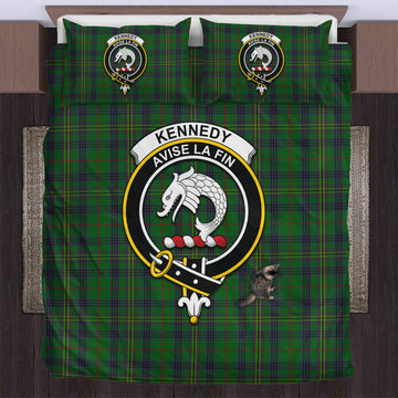 Kennedy Tartan Bedding Set with Family Crest