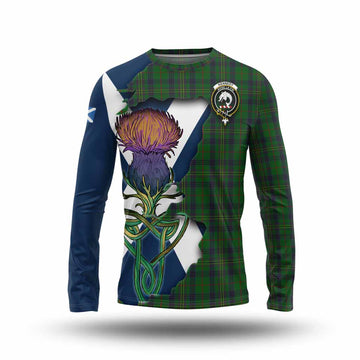 Tartan Vibes Clothing Kennedy Tartan Family Crest Long Sleeve T-Shirt Scottish Thistle Celtic Inspired