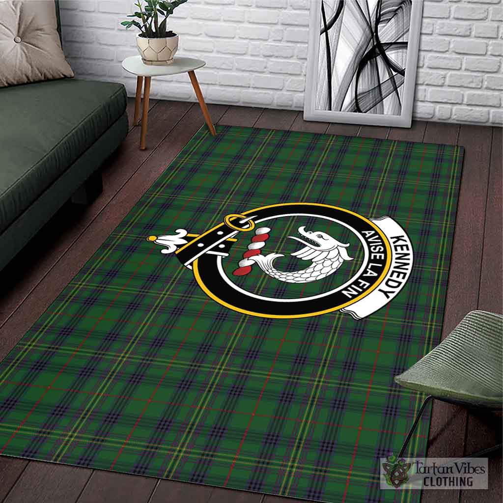 Tartan Vibes Clothing Kennedy Tartan Area Rug with Family Crest