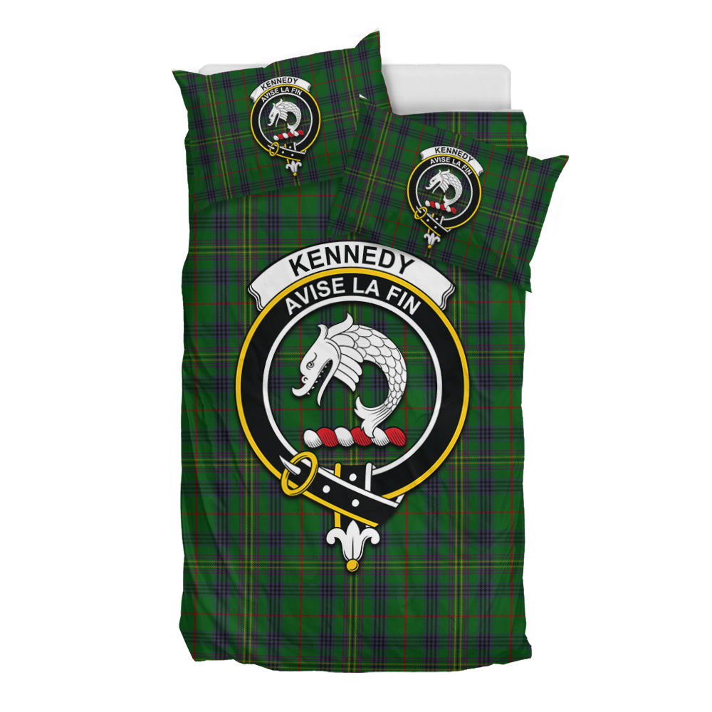 Kennedy Tartan Bedding Set with Family Crest - Tartan Vibes Clothing