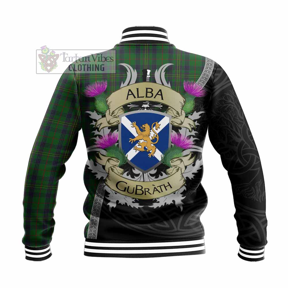 Tartan Vibes Clothing Kennedy Tartan Family Crest Baseball Jacket Lion Rampant Royal Thistle Shield Celtic Inspired