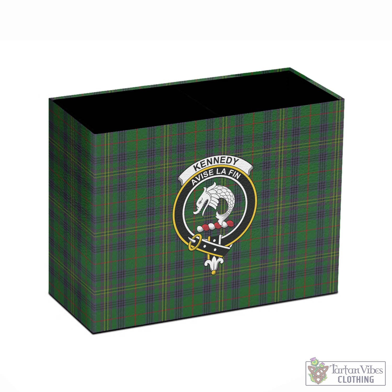 Tartan Vibes Clothing Kennedy Tartan Pen Holder with Family Crest
