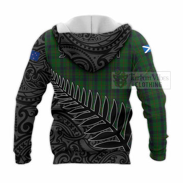 Kennedy Crest Tartan Knitted Hoodie with New Zealand Silver Fern Half Style