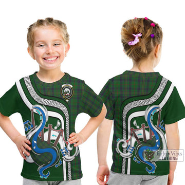Tartan Vibes Clothing Kennedy Tartan Kid T-Shirt with Epic Bagpipe Style
