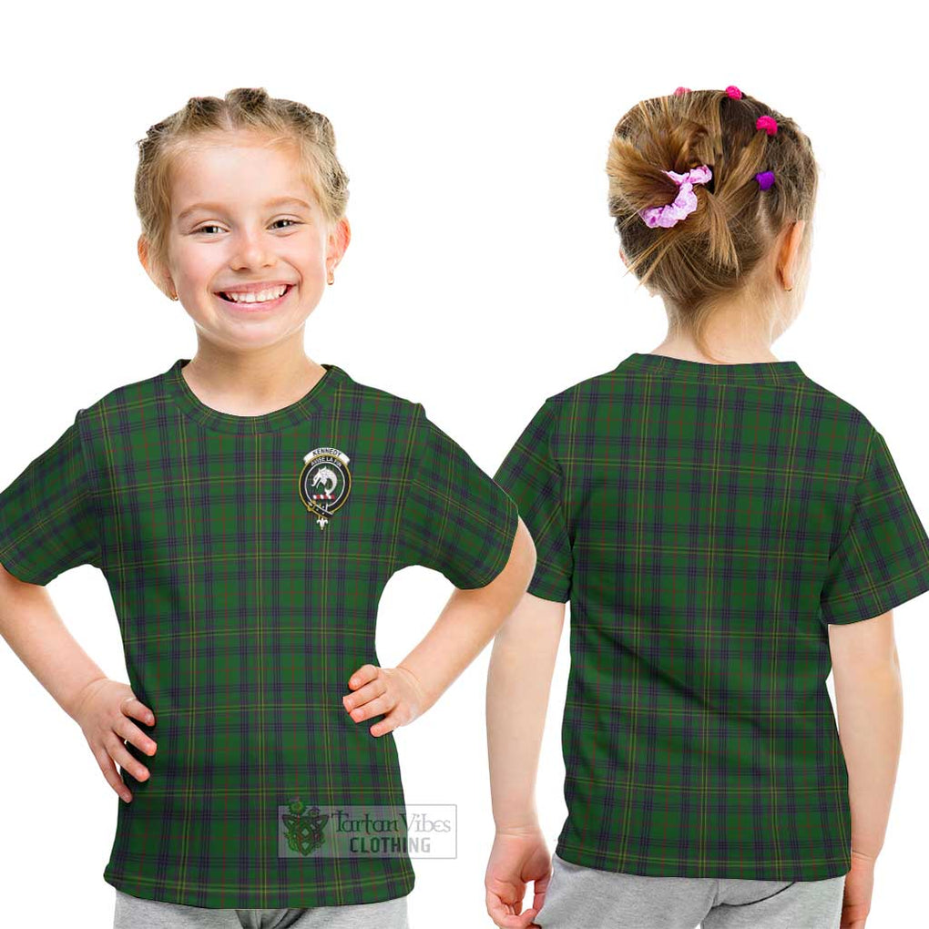Kennedy Tartan Kid T-Shirt with Family Crest - Tartanvibesclothing Shop