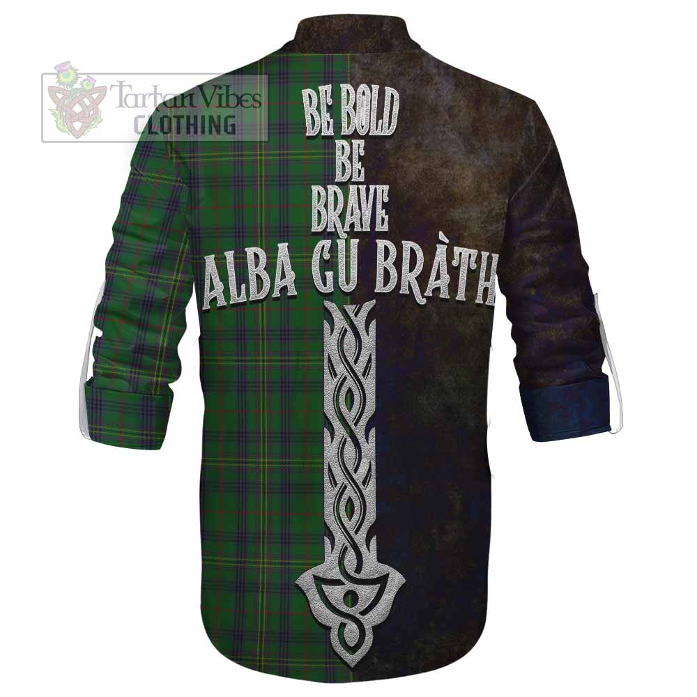 Tartan Vibes Clothing Kennedy Tartan Family Crest Ghillie Kilt Shirt Alba Gu Brath Be Brave Lion Ancient Style