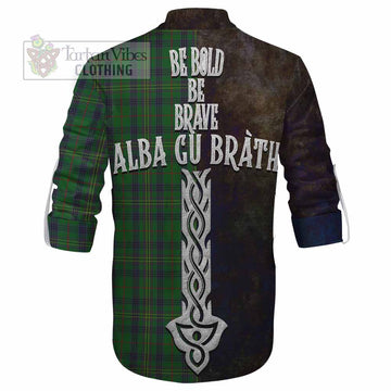 Tartan Vibes Clothing Kennedy Tartan Family Crest Ghillie Kilt Shirt Alba Gu Brath Be Brave Lion Ancient Style