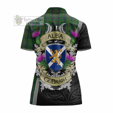 Kennedy Tartan Family Crest Women's Polo Shirt Lion Rampant Royal Thistle Shield Celtic Inspired