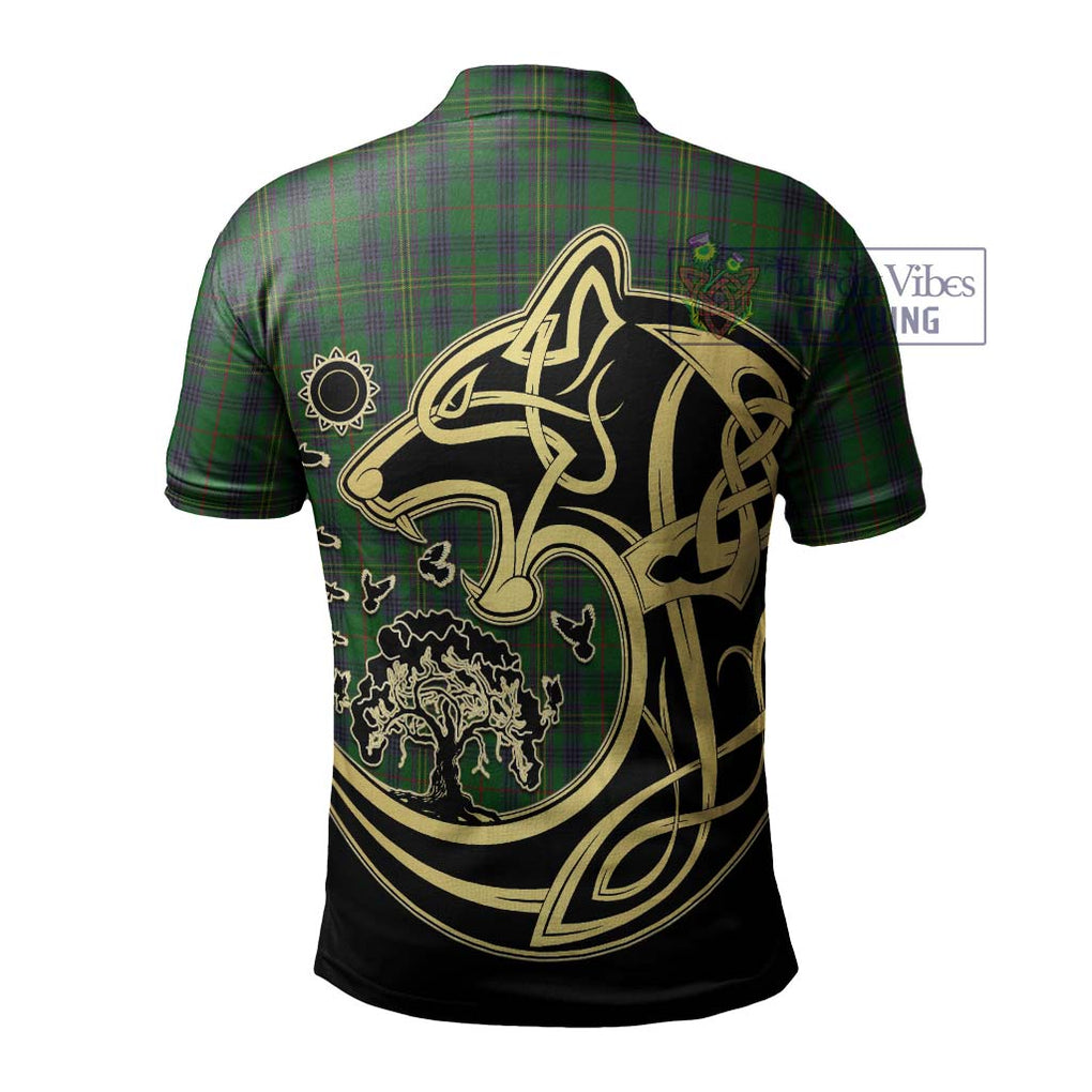 Kennedy Tartan Polo Shirt with Family Crest Celtic Wolf Style - Tartanvibesclothing Shop
