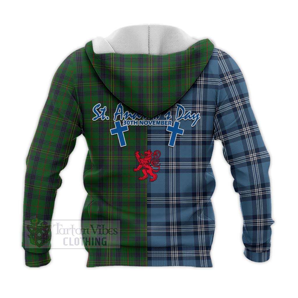 Tartan Vibes Clothing Kennedy Tartan Knitted Hoodie Happy St. Andrew's Day Half Tartan Style