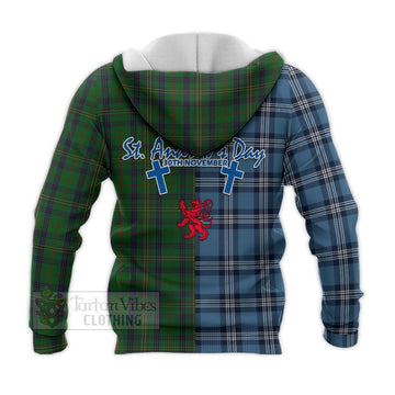 Tartan Vibes Clothing Kennedy Tartan Knitted Hoodie Happy St. Andrew's Day Half Tartan Style