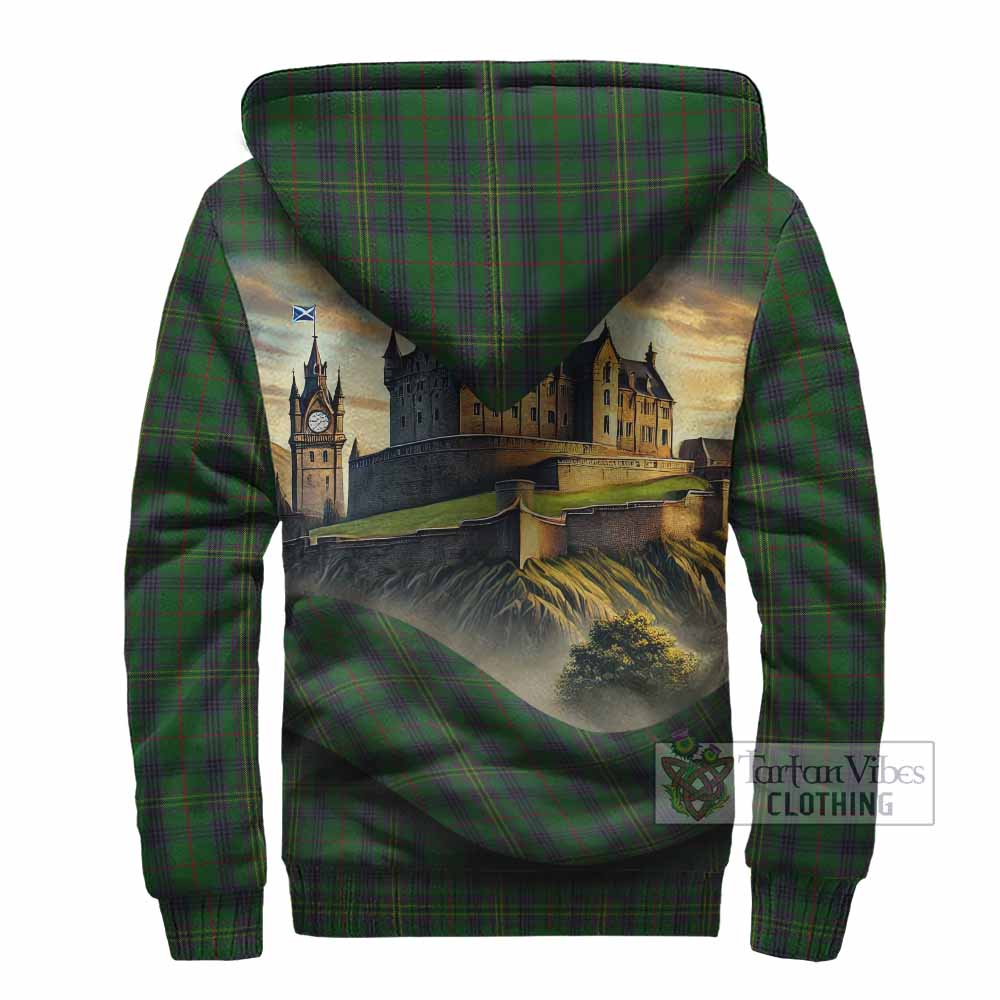 Tartan Vibes Clothing Kennedy Tartan Family Crest Sherpa Hoodie with Scottish Ancient Castle Style