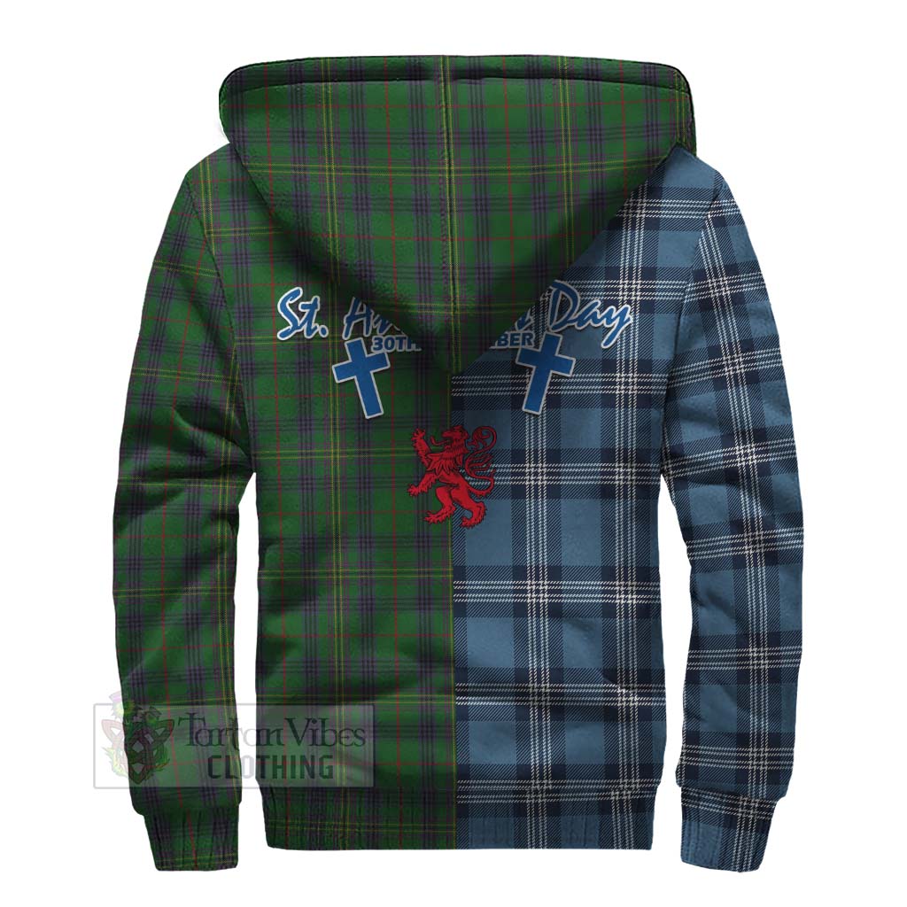 Tartan Vibes Clothing Kennedy Tartan Sherpa Hoodie Happy St. Andrew's Day Half Tartan Style