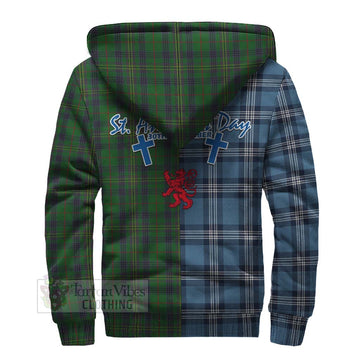 Kennedy Tartan Sherpa Hoodie Happy St. Andrew's Day Half Tartan Style