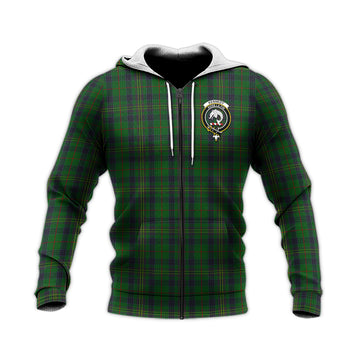 Kennedy Tartan Knitted Hoodie with Family Crest