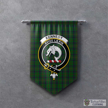 Kennedy Tartan Gonfalon, Tartan Banner with Family Crest