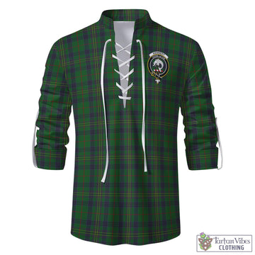 Kennedy Tartan Men's Scottish Traditional Jacobite Ghillie Kilt Shirt with Family Crest