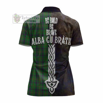 Kennedy Tartan Family Crest Women's Polo Shirt Alba Gu Brath Be Brave Lion Ancient Style
