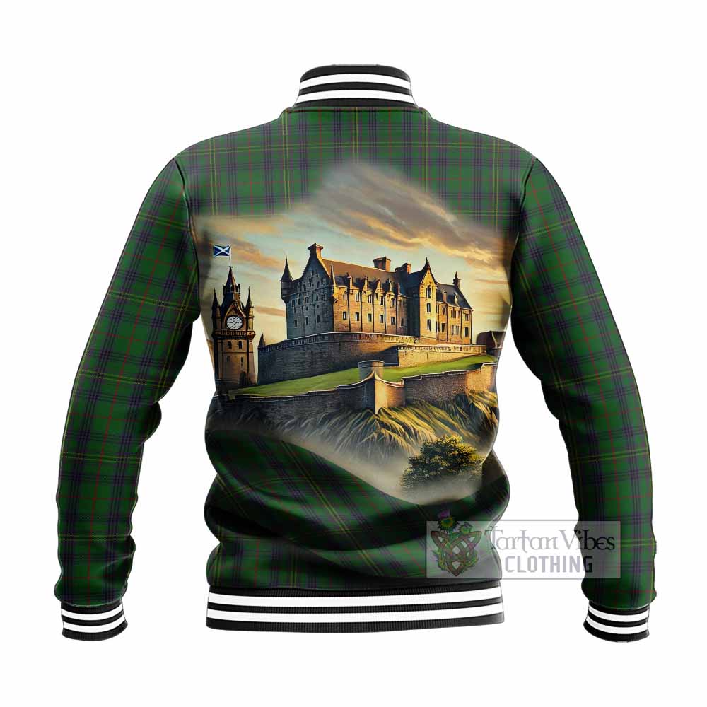 Tartan Vibes Clothing Kennedy Tartan Family Crest Baseball Jacket with Scottish Ancient Castle Style