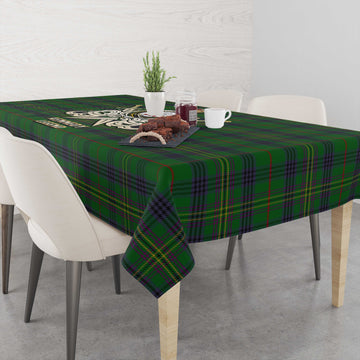 Kennedy Tartan Tablecloth with Clan Crest and the Golden Sword of Courageous Legacy