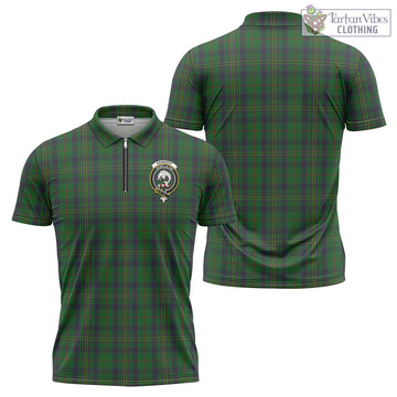 Kennedy Tartan Zipper Polo Shirt with Family Crest