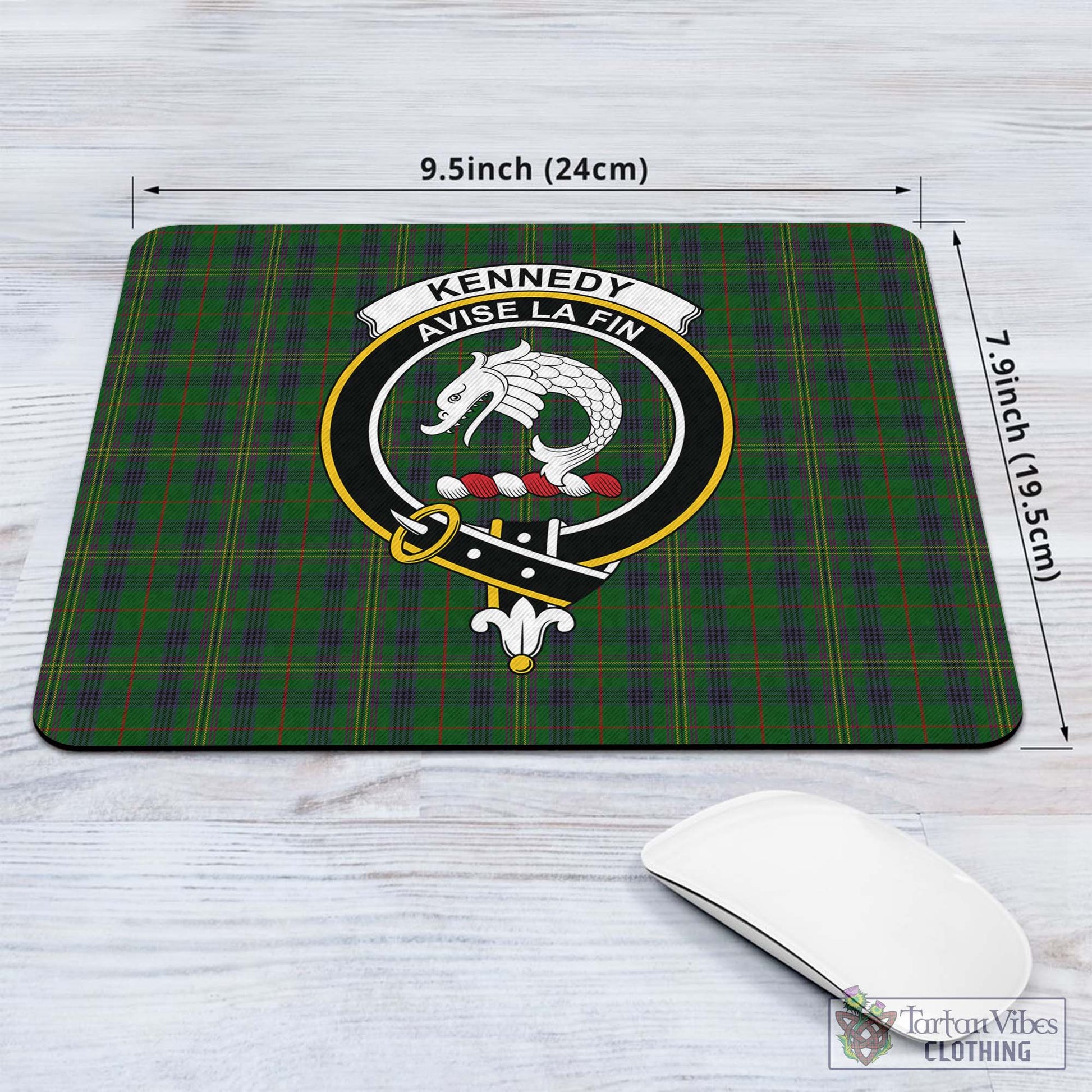 Tartan Vibes Clothing Kennedy Tartan Mouse Pad with Family Crest