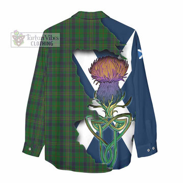 Tartan Vibes Clothing Kennedy Tartan Family Crest Women's Casual Shirt Scottish Thistle Celtic Inspired