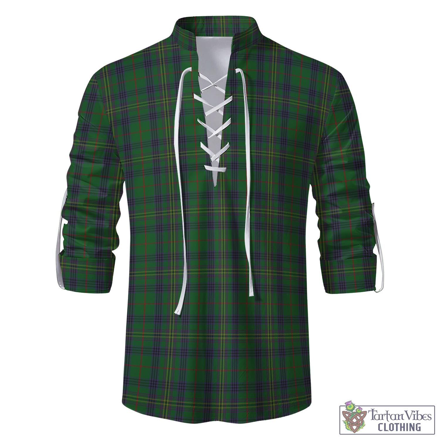 Tartan Vibes Clothing Kennedy Tartan Men's Scottish Traditional Jacobite Ghillie Kilt Shirt