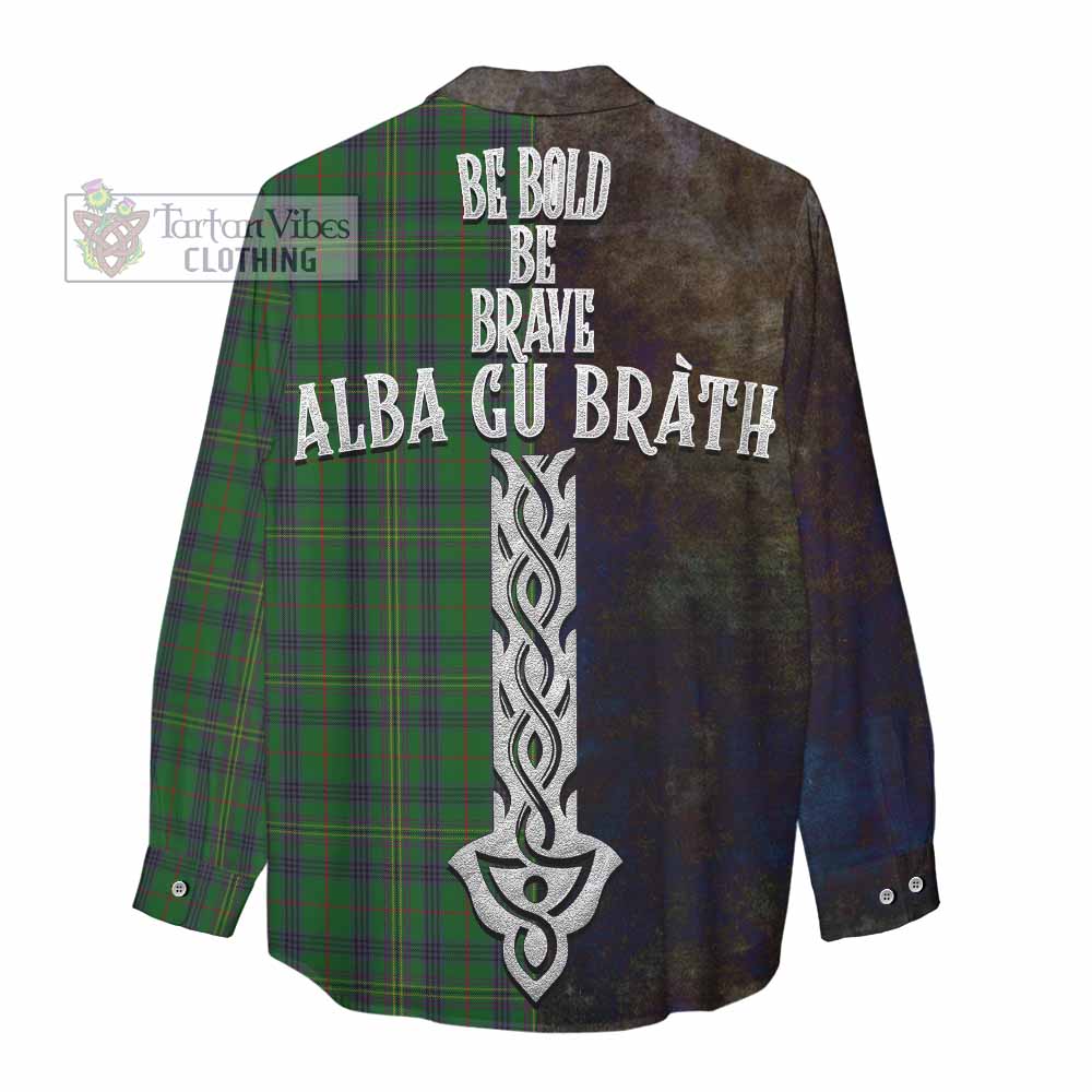 Tartan Vibes Clothing Kennedy Tartan Family Crest Women's Casual Shirt Alba Gu Brath Be Brave Lion Ancient Style