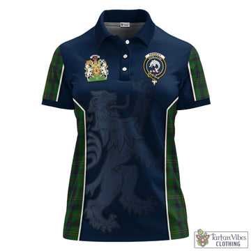 Kennedy Tartan Women's Polo Shirt with Family Crest and Lion Rampant Vibes Sport Style