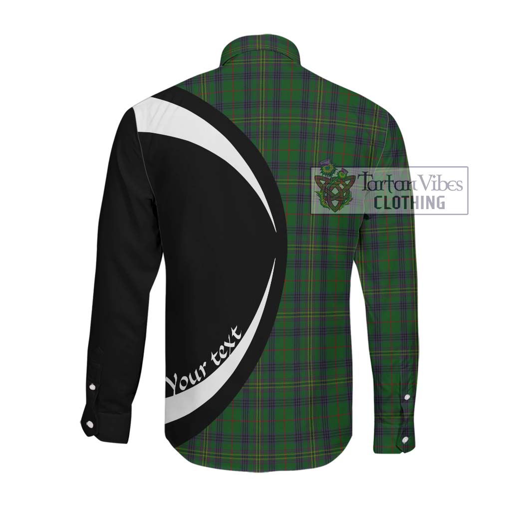 Kennedy Tartan Long Sleeve Button Up with Family Crest Circle Style Men's Shirt - Tartan Vibes Clothing