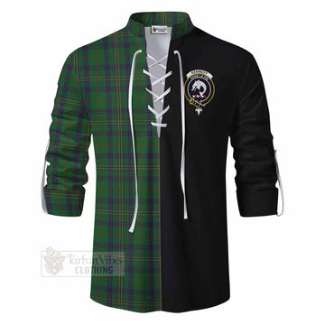 Tartan Vibes Clothing Kennedy Tartan Ghillie Kilt Shirt with Family Crest and Half Of Me Style