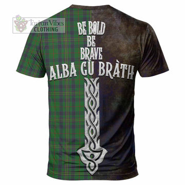 Tartan Vibes Clothing Kennedy Tartan Family Crest T-Shirt Alba Gu Brath Be Brave Lion Ancient Style