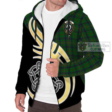 Kennedy Tartan Sherpa Hoodie with Family Crest and Celtic Symbol Style